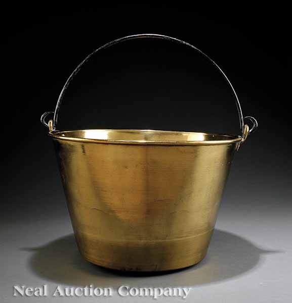 A Large English Brass Cauldron Fire