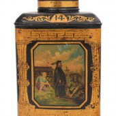 A Large English Tôle Tea Caddy