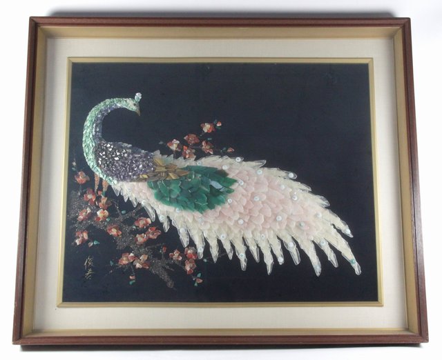 A large framed Chinese crystal