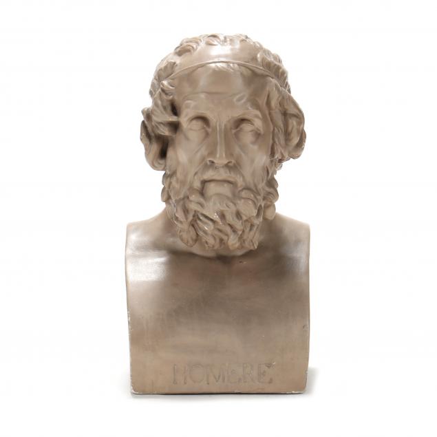 A LARGE FRENCH CAST PLASTER BUST OF