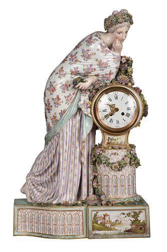 A LARGE FRENCH HAND PAINTED