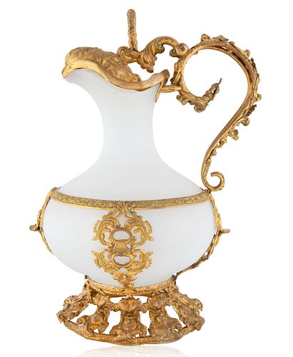 A LARGE FROSTED GLASS PITCHER