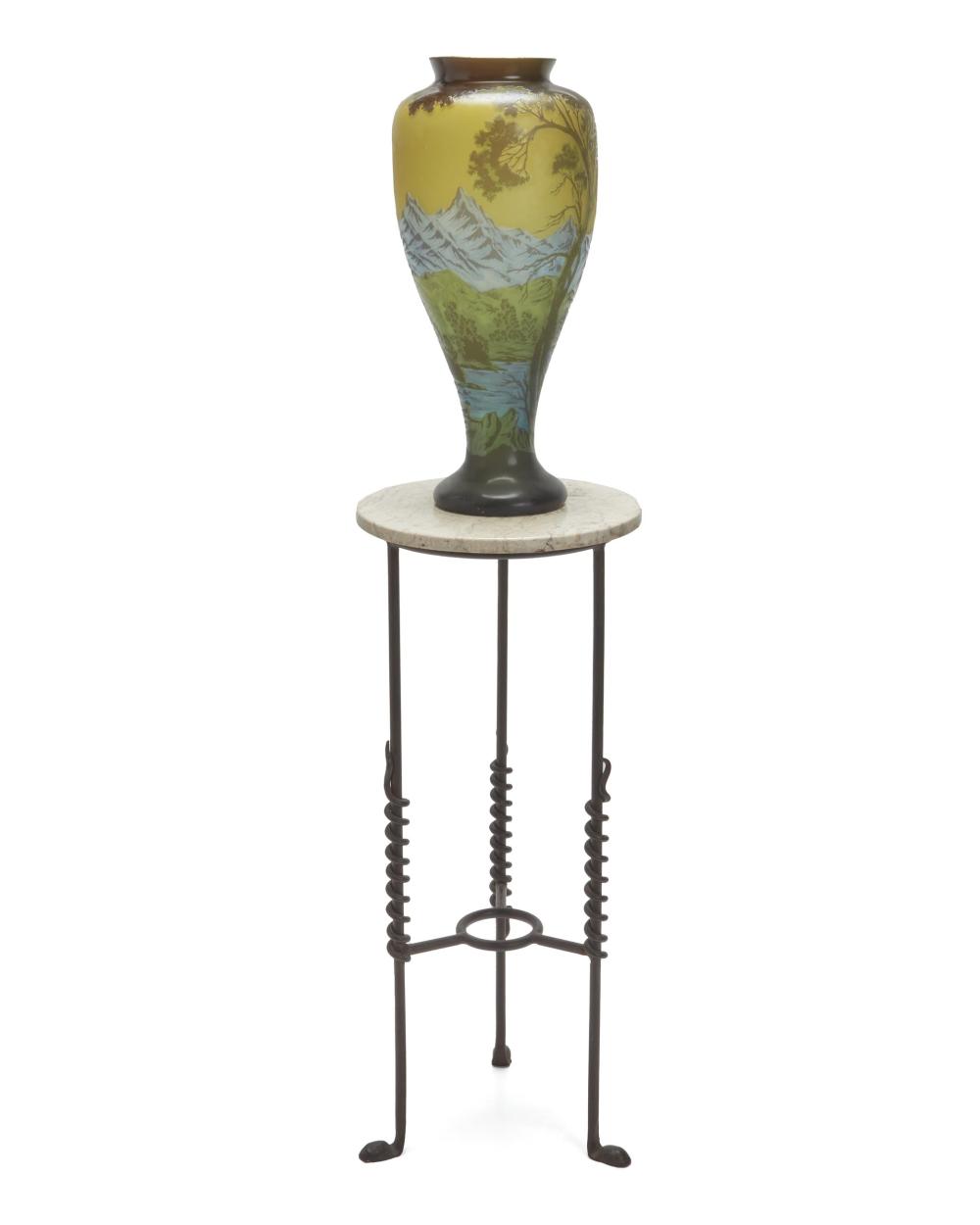 A LARGE GALLE-STYLE VASE WITH ART