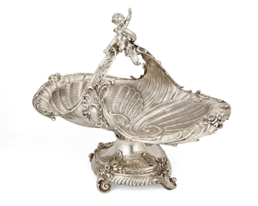 A LARGE GERMAN SILVER FOOTED
