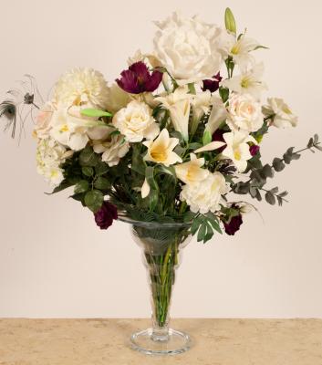A large glass trumpet shaped vase