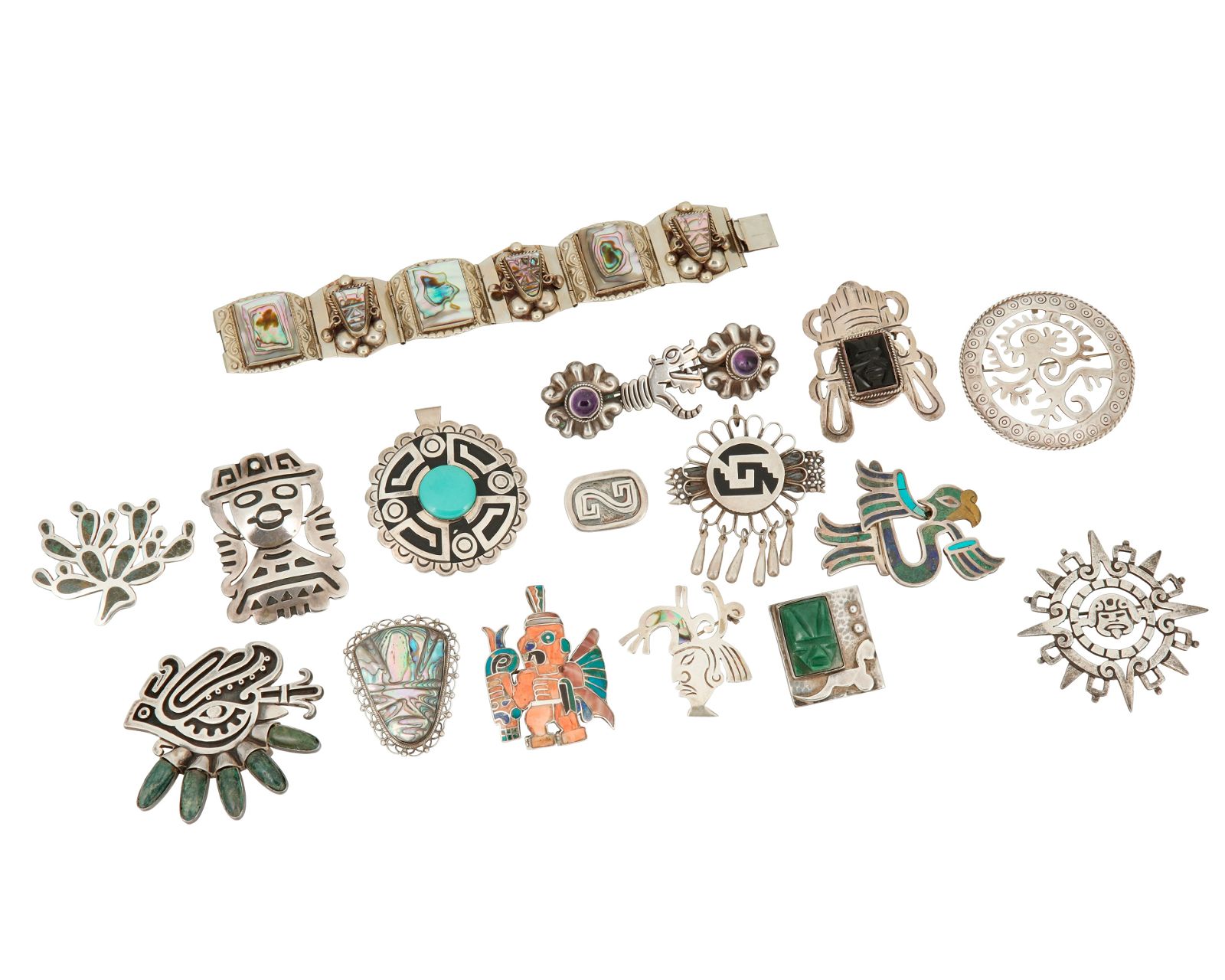 A LARGE GROUP OF MEXICAN SILVER