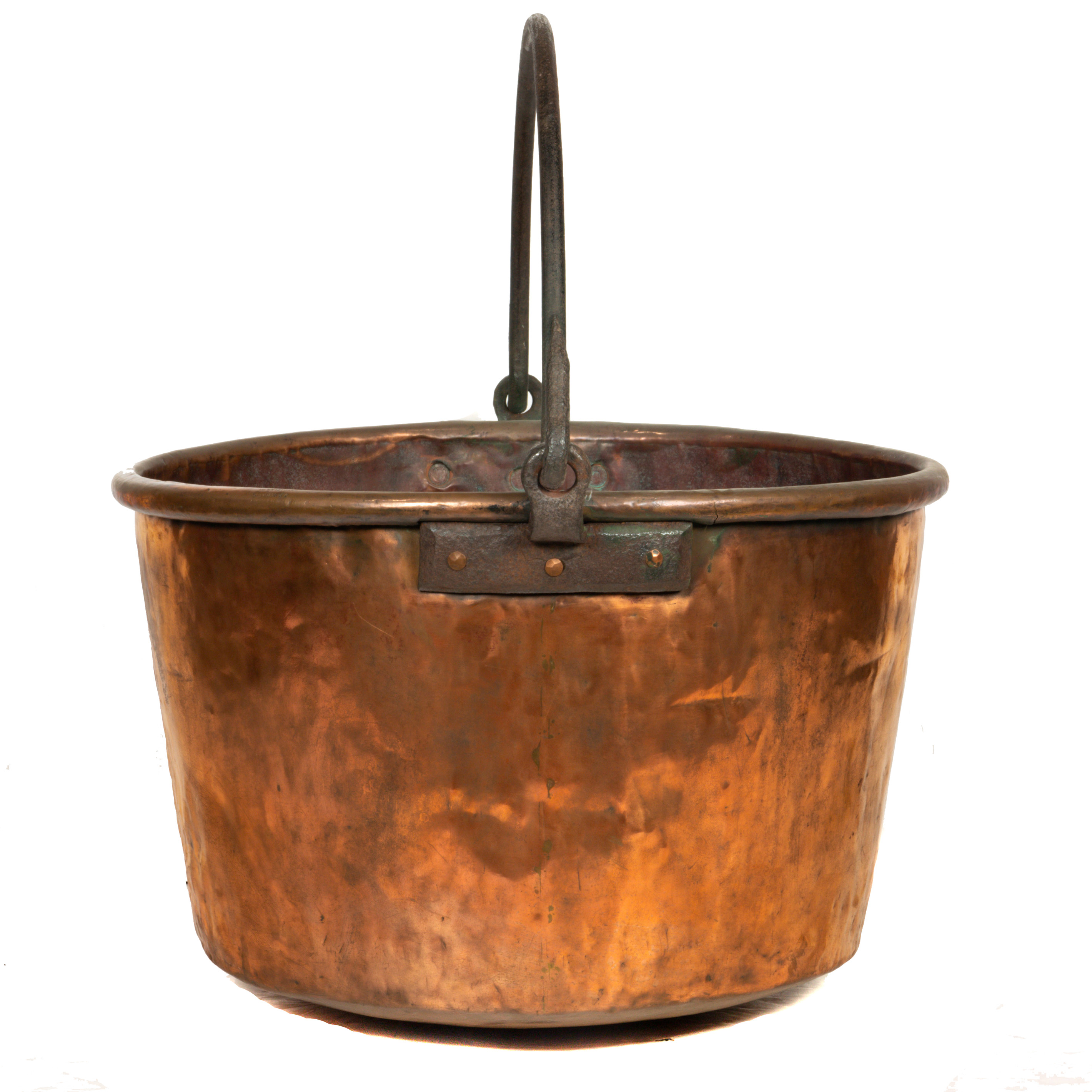 A LARGE HAMMERED COPPER LOG BIN A