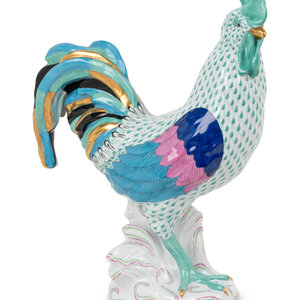 A Large Herend Porcelain Rooster