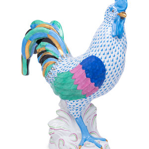 A Large Herend Porcelain Rooster 