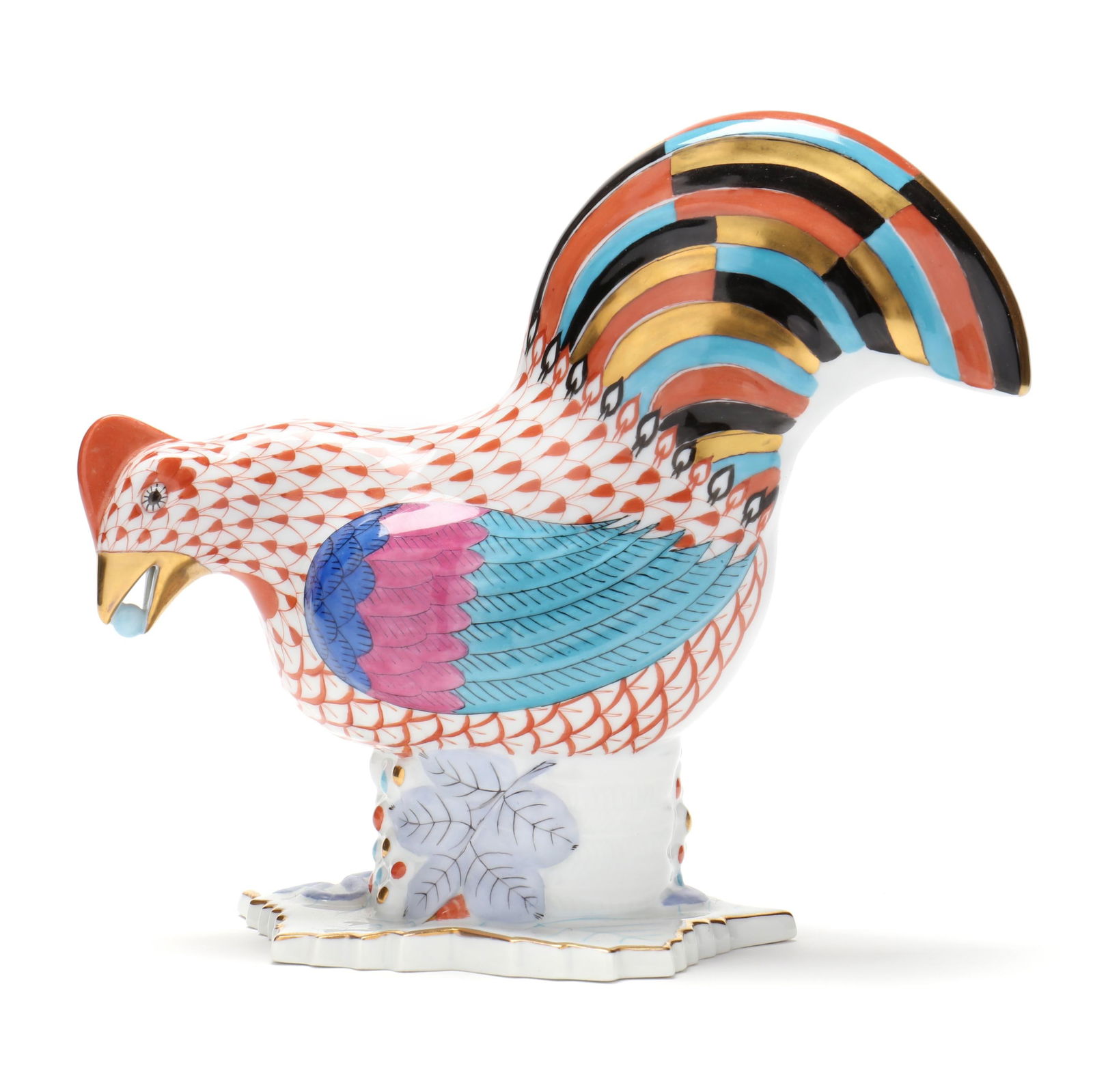 A LARGE HEREND PORCELAIN ROOSTER