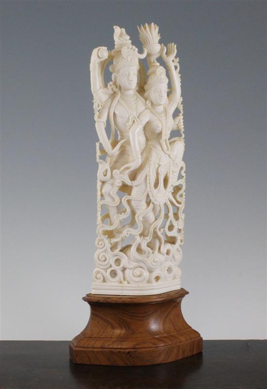 A large Indian ivory group of Shiva