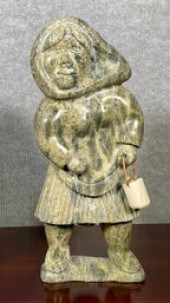 A large Inuit green soapstone