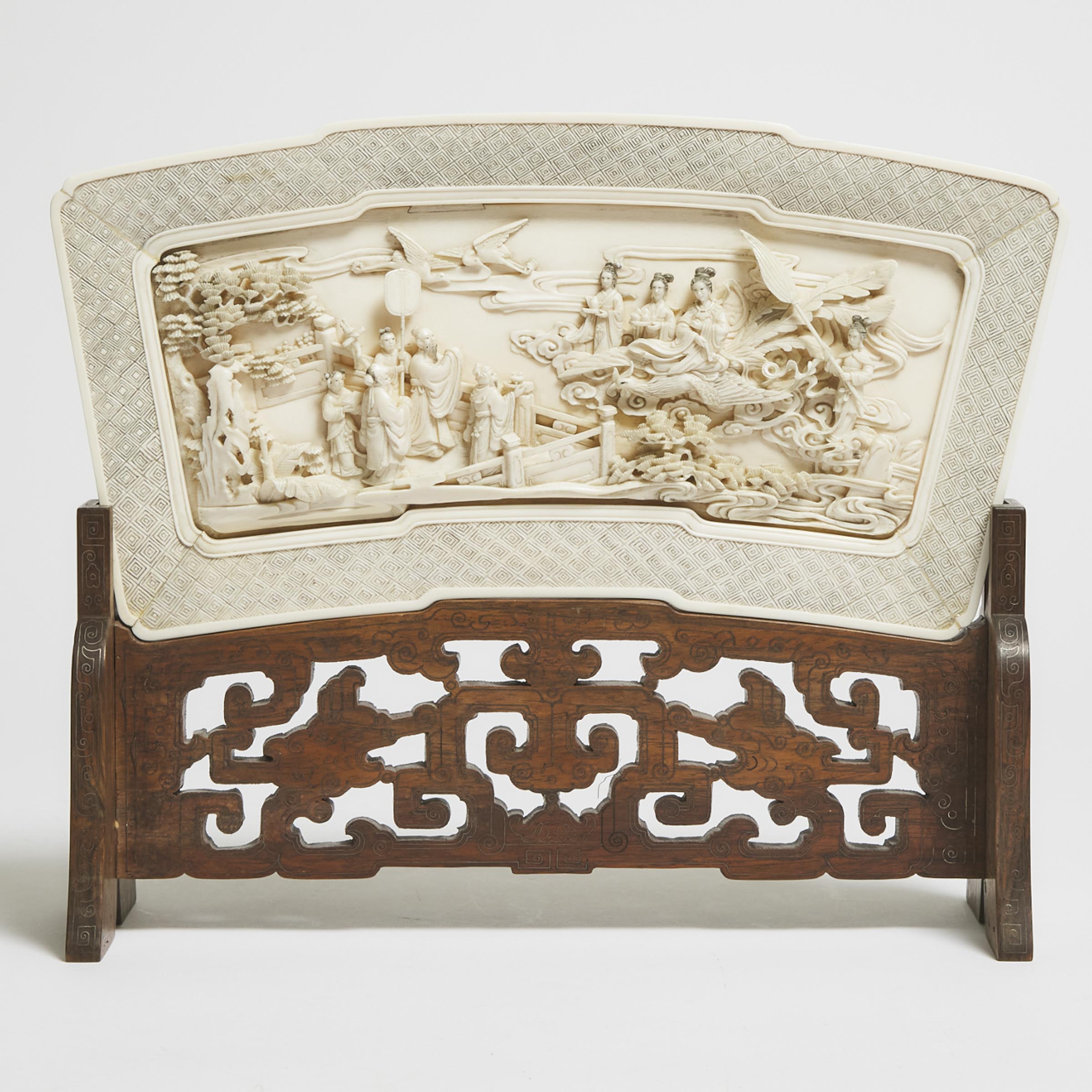 A Large Ivory 'Immortals' Table