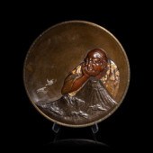 A Large Japanese Bronze and Mi
