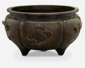 A LARGE JAPANESE BRONZE FOOTED