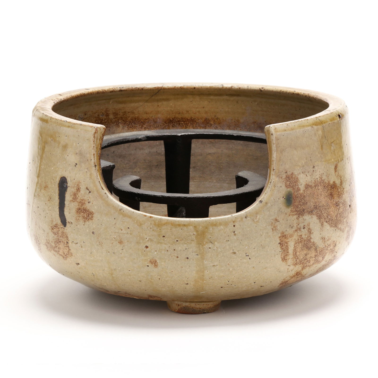A LARGE JAPANESE CERAMIC HIBACHI