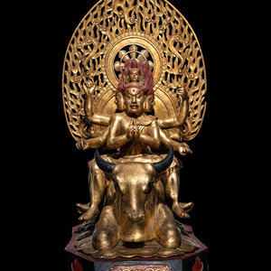 A Large Japanese Gilt and Red