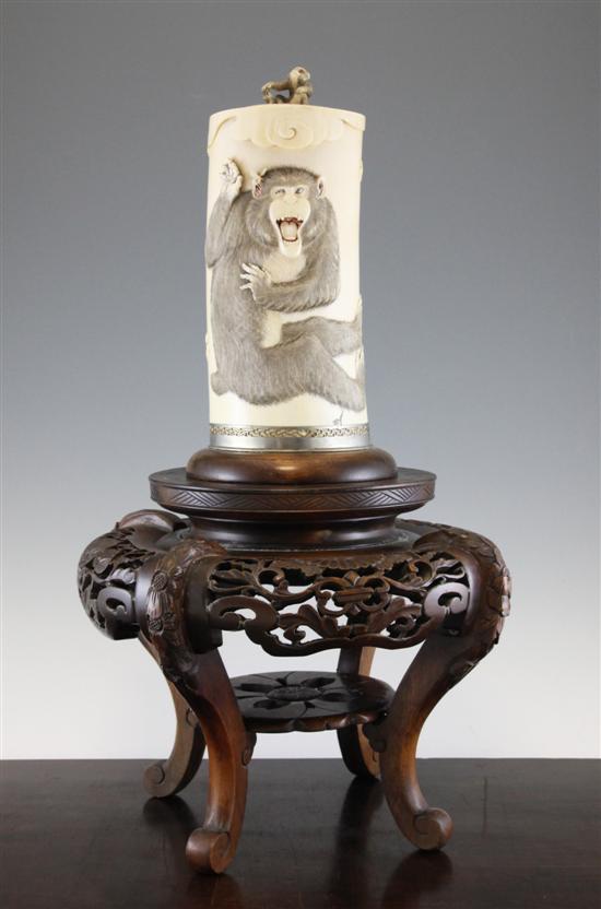 A large Japanese ivory 'monkey'