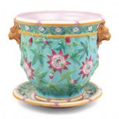 A Large Majolica Jardinière wi