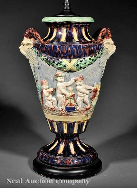 A Large Majolica Vase in the