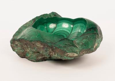 A large malachite bowl, natural