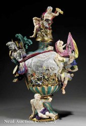A Large Meissen Polychrome and