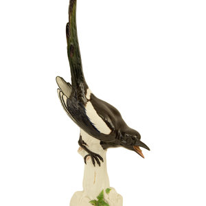 A Large Meissen Porcelain Magpie