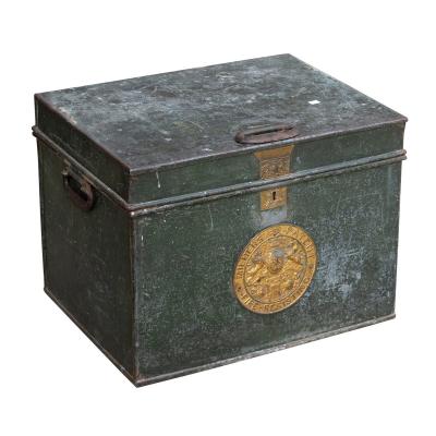 A large metal strong box,