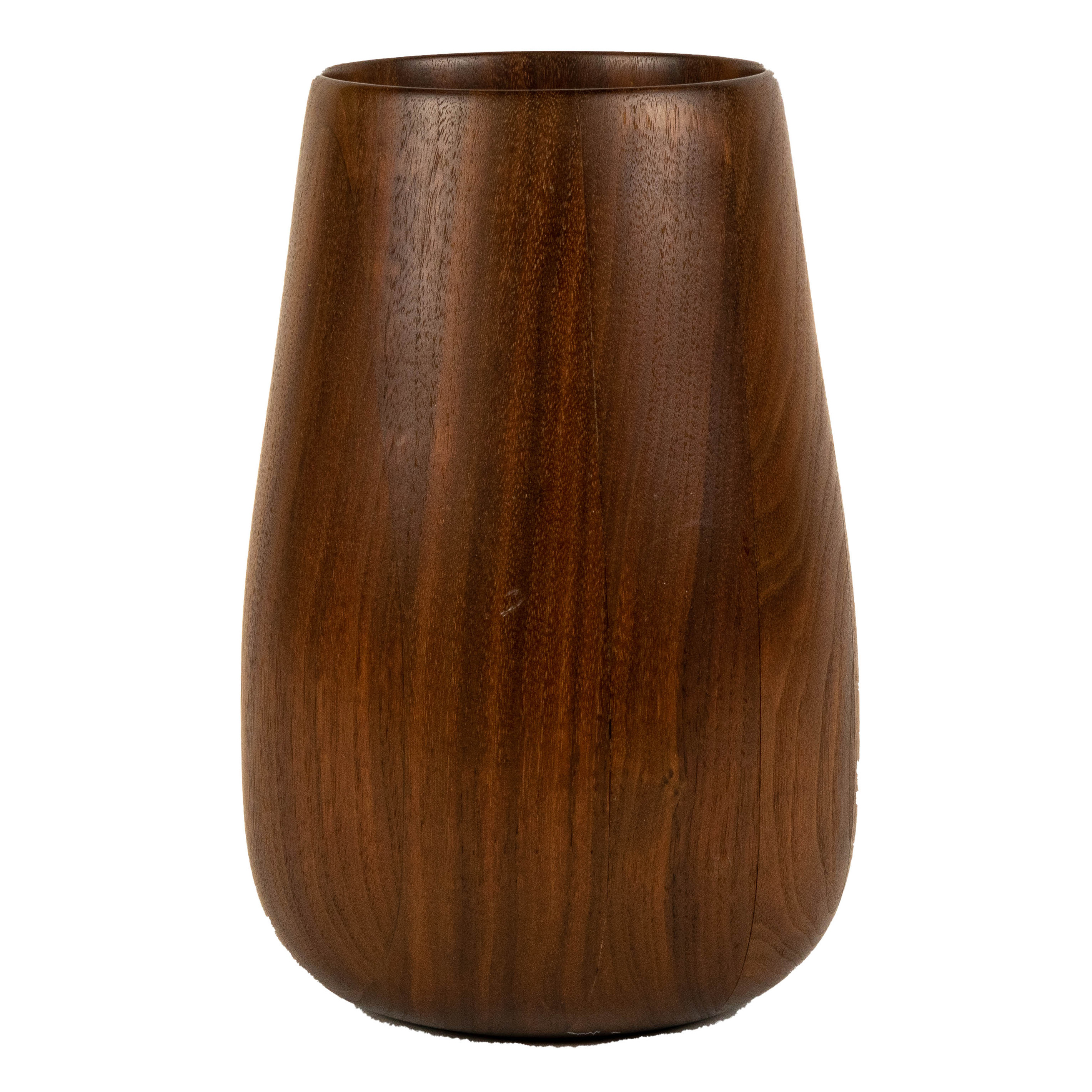 A LARGE MODERNIST TEAK TURNED VASE,