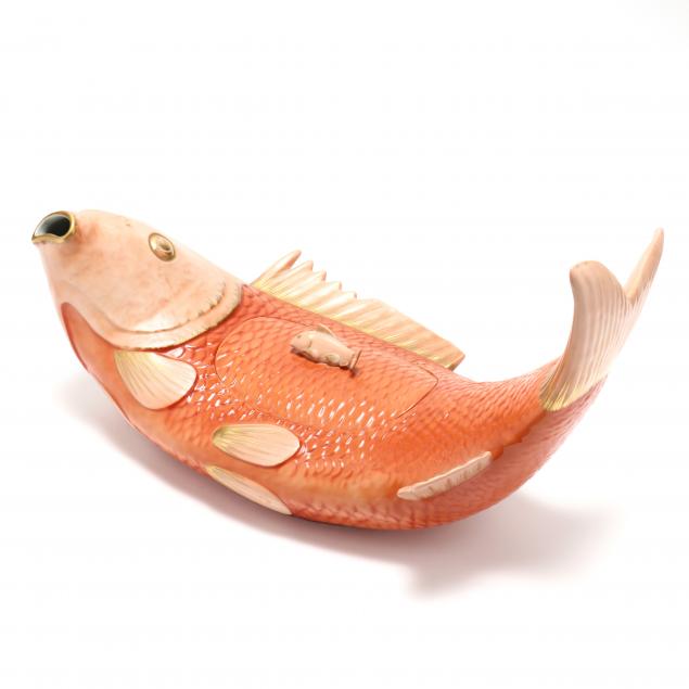 A LARGE MOTTAHEDEH CARP TUREEN