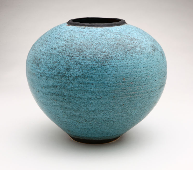 A large Otto Heino blue glazed