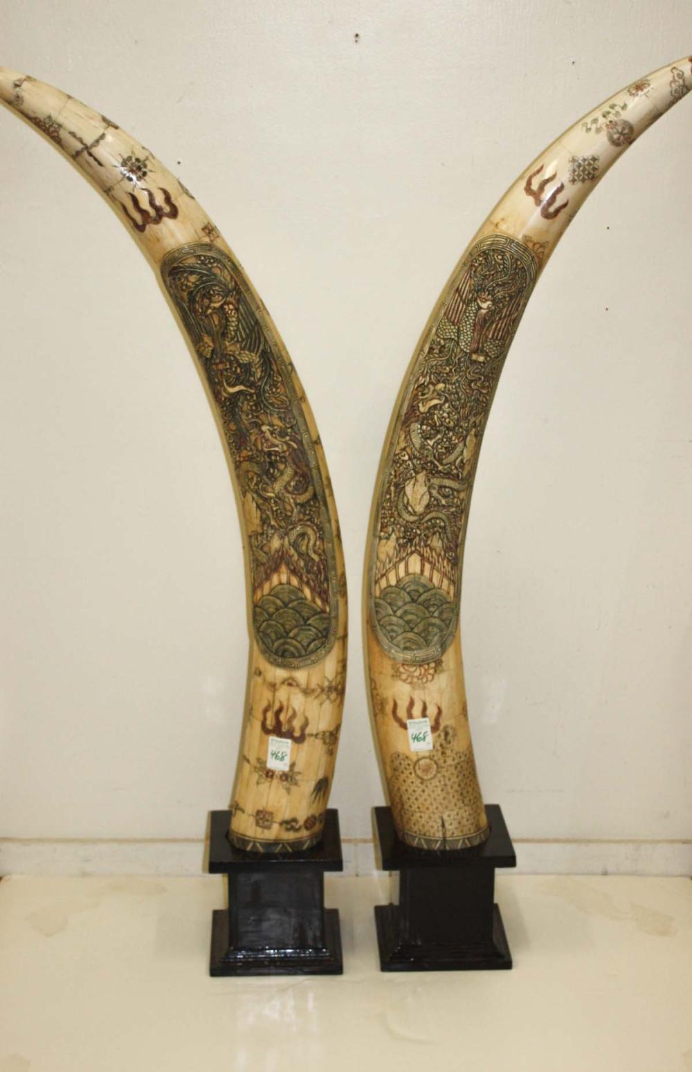 A LARGE PAIR OF CHINESE CARVED
