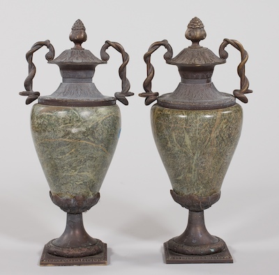 A Large Pair of Marble Urns with