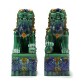 A LARGE PAIR OF SANCAI GLAZED