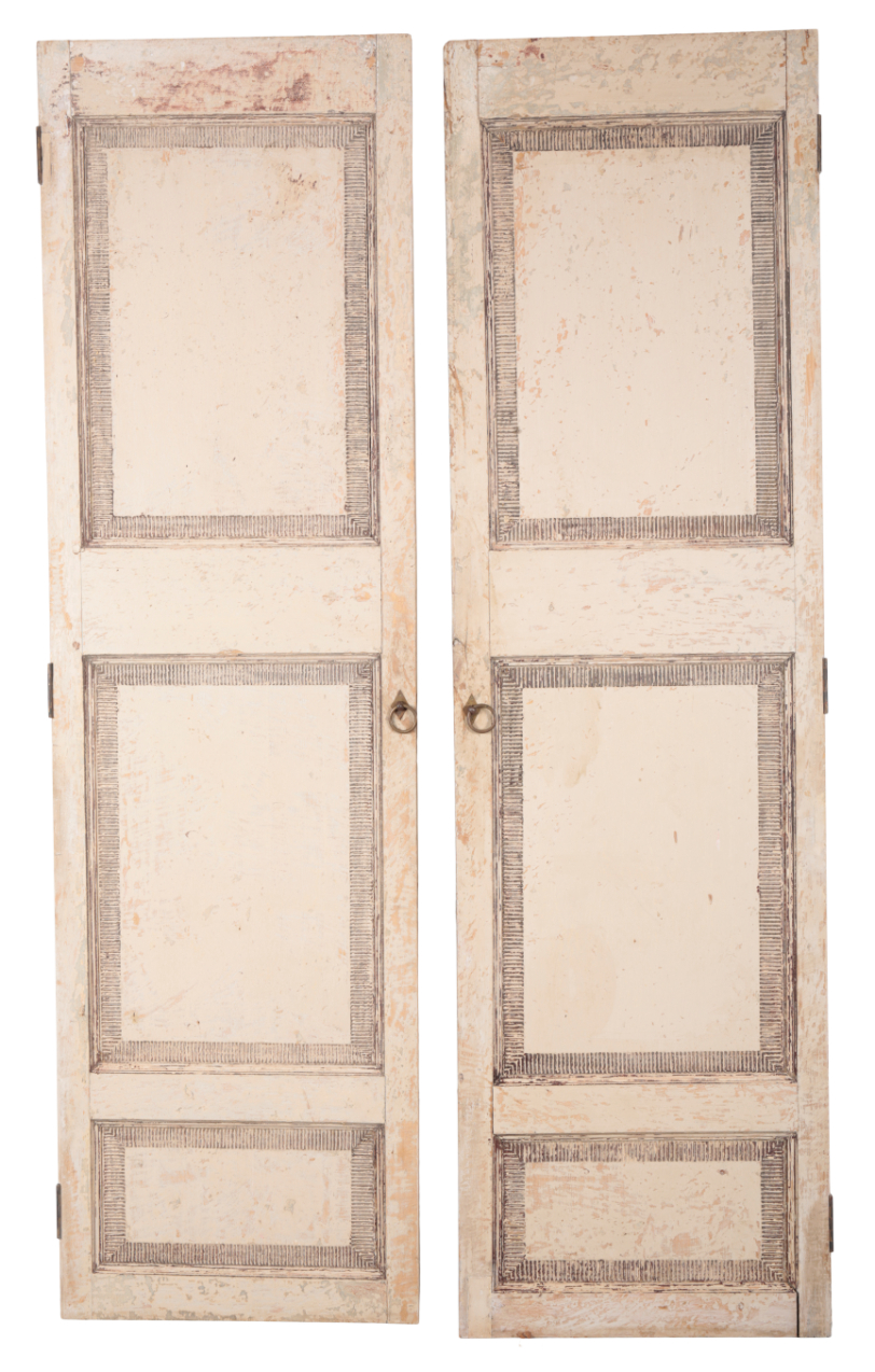 A LARGE PAIR OF WHITE-PAINTED AND
