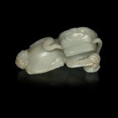 A Large Pale Celadon Jade Figu