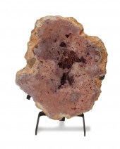 A LARGE PINK QUARTZ GEODE SPEC