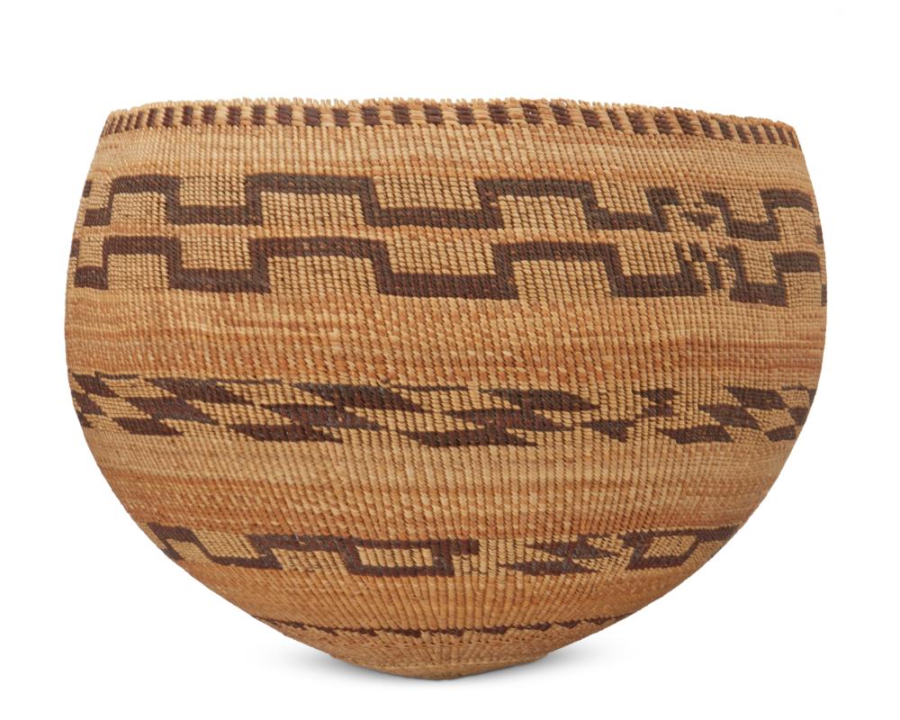 A LARGE POLYCHROME POMO BASKETA