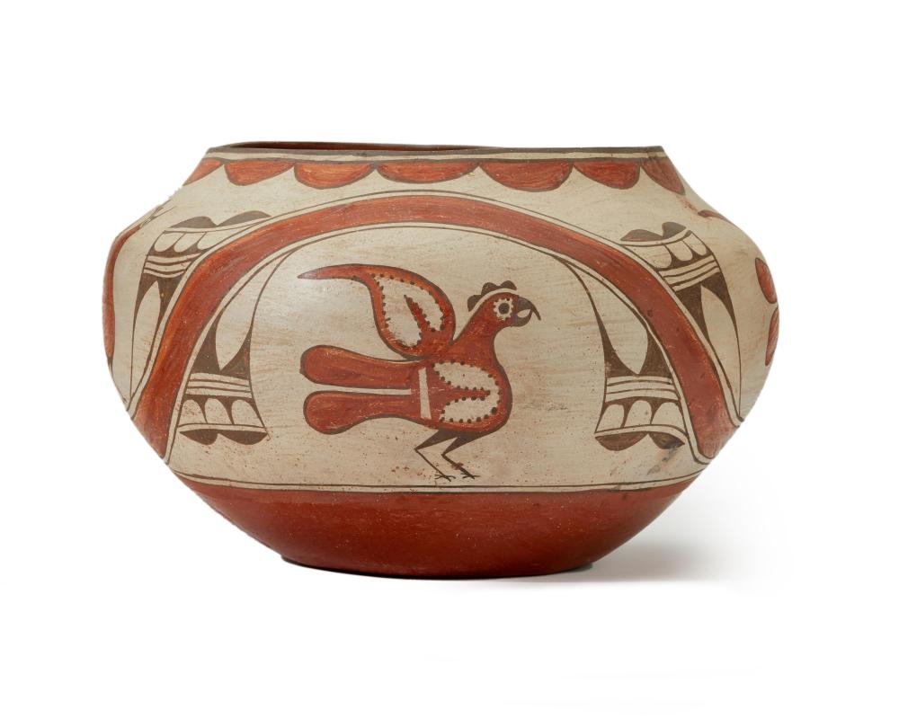 A LARGE POLYCHROME ZIA STORAGE POTA