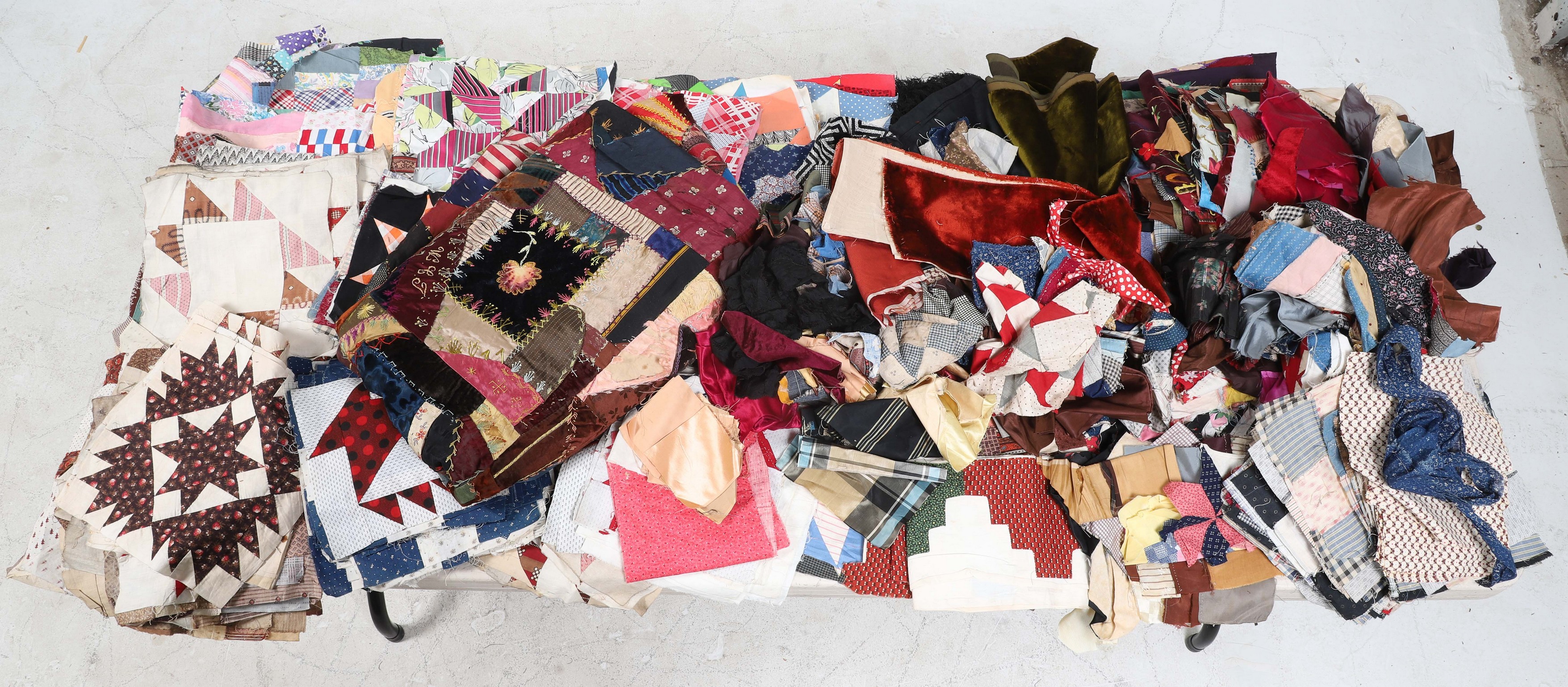 A large quantity of quilt squares