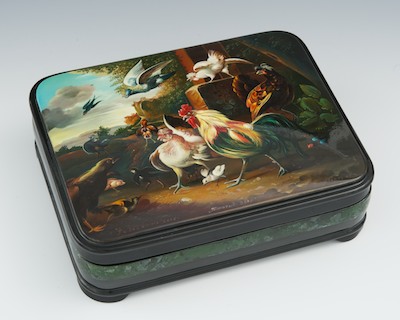 A Large Russian Fedoskino Lacquer