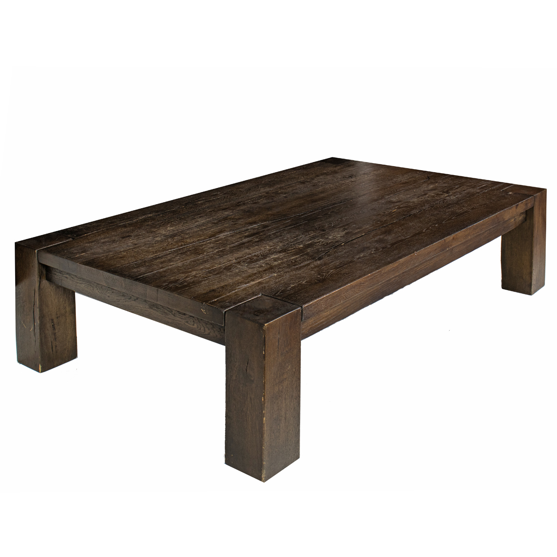 A LARGE RUSTIC WOOD COFFEE TABLE
