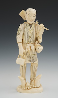 A Large Signed Carved Ivory