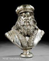 A Large Silvered Bronze Bust o