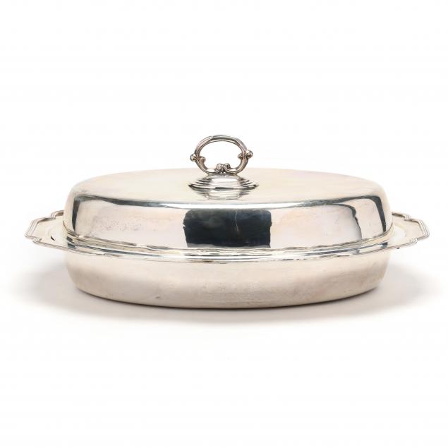 A LARGE SILVERPLATE COVERED