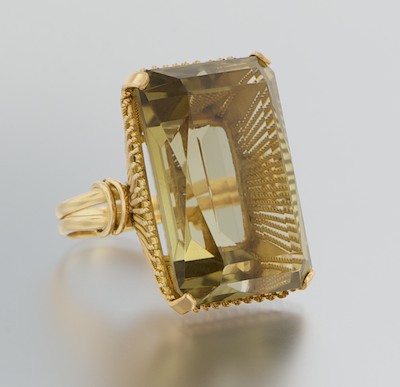 A Large Smoky Quartz Ring 14k