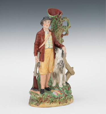 A Large Staffordshire Spill Vase of
