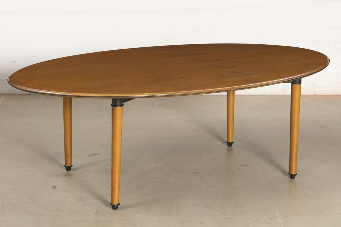 A LARGE STAINED MIXED WOOD DINING