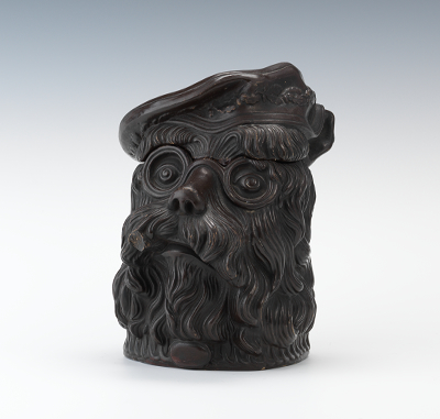 A Large Terracotta Dog Head Humidor