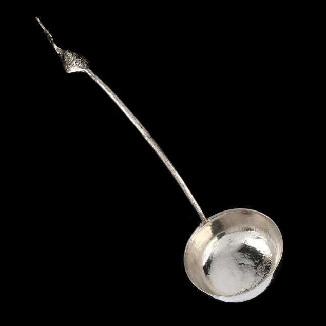 A LARGE THAI SILVER SOUP LADLE 20th